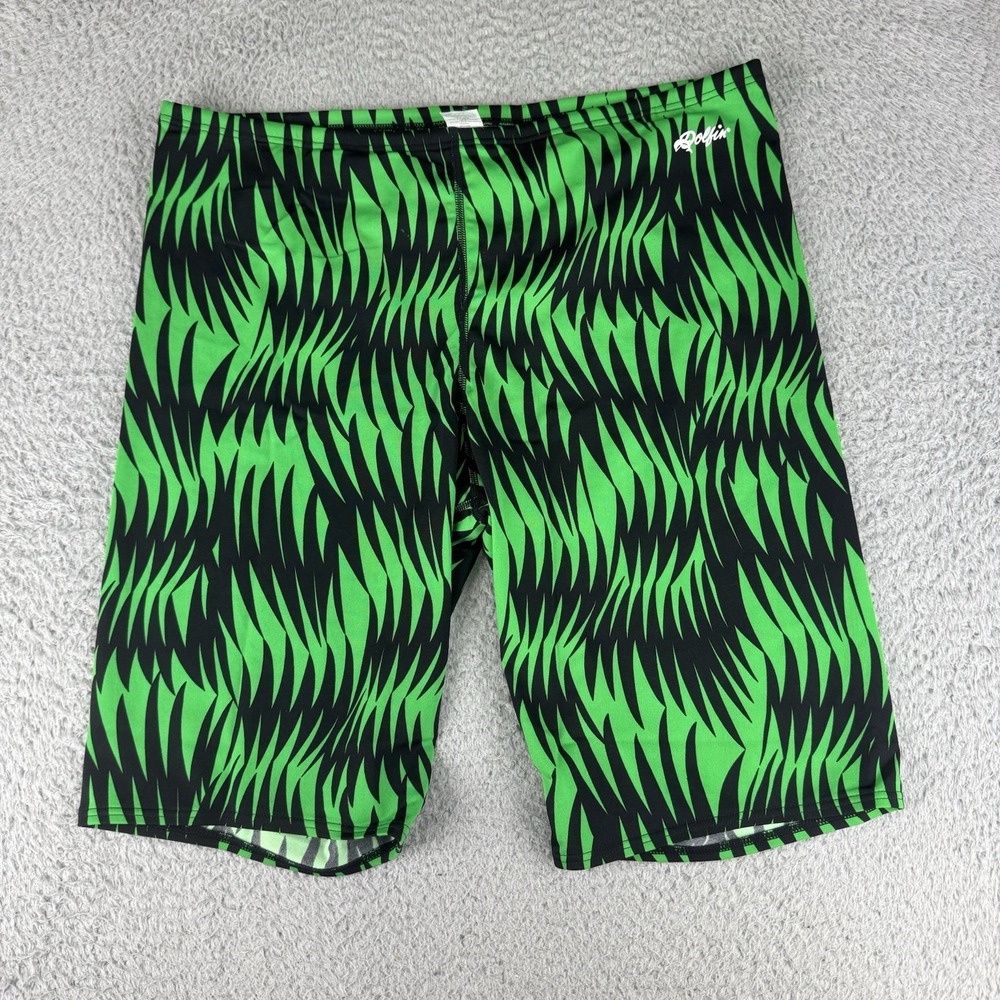 Mens Dolfin Green Black Striped Spandex Compression Shorts Half Tights‎ 40